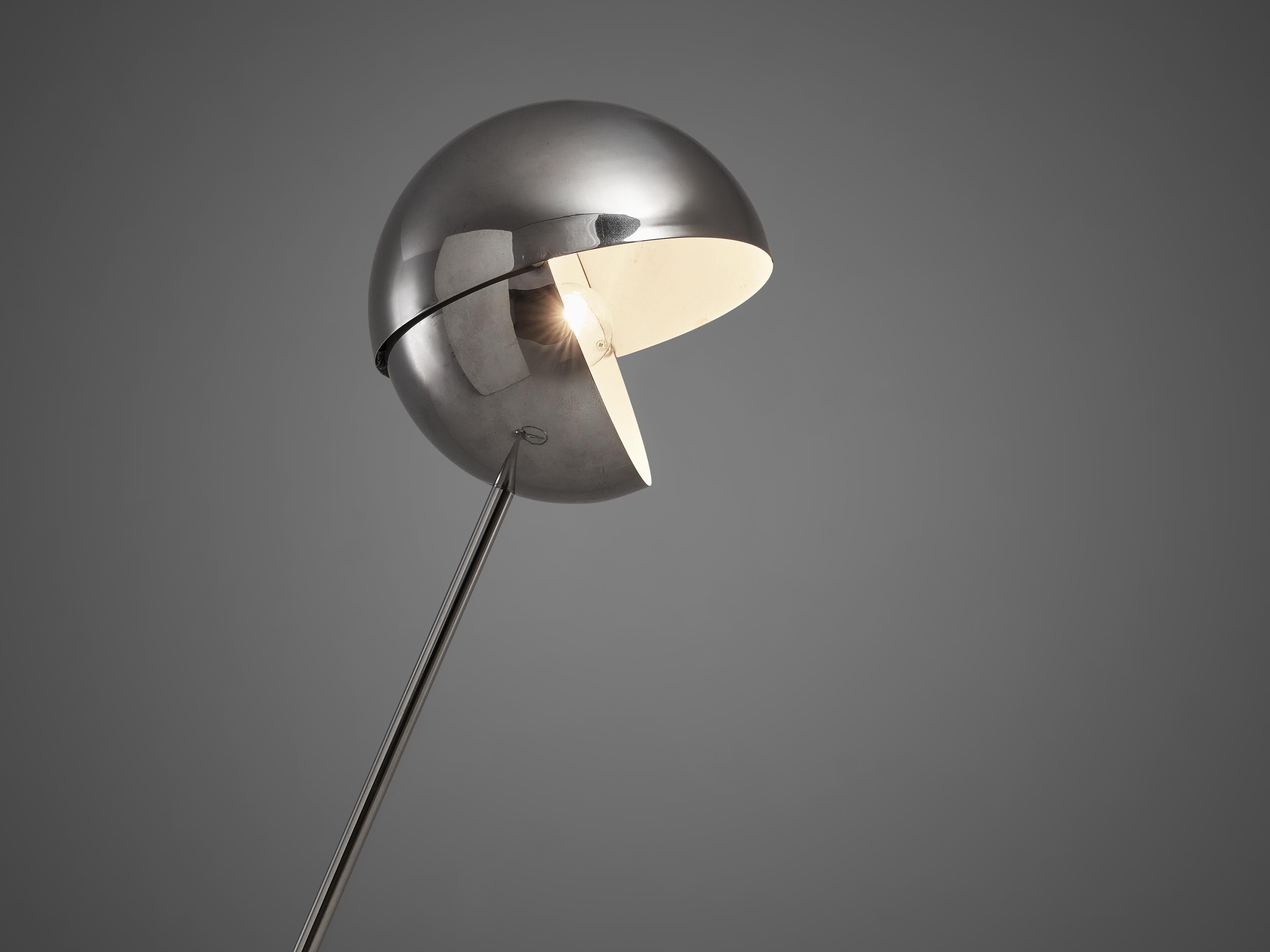 Mid-Century Modern Paolo Tilche Adjustable Floor Lamp Model 3S in Chrome-Plated Metal