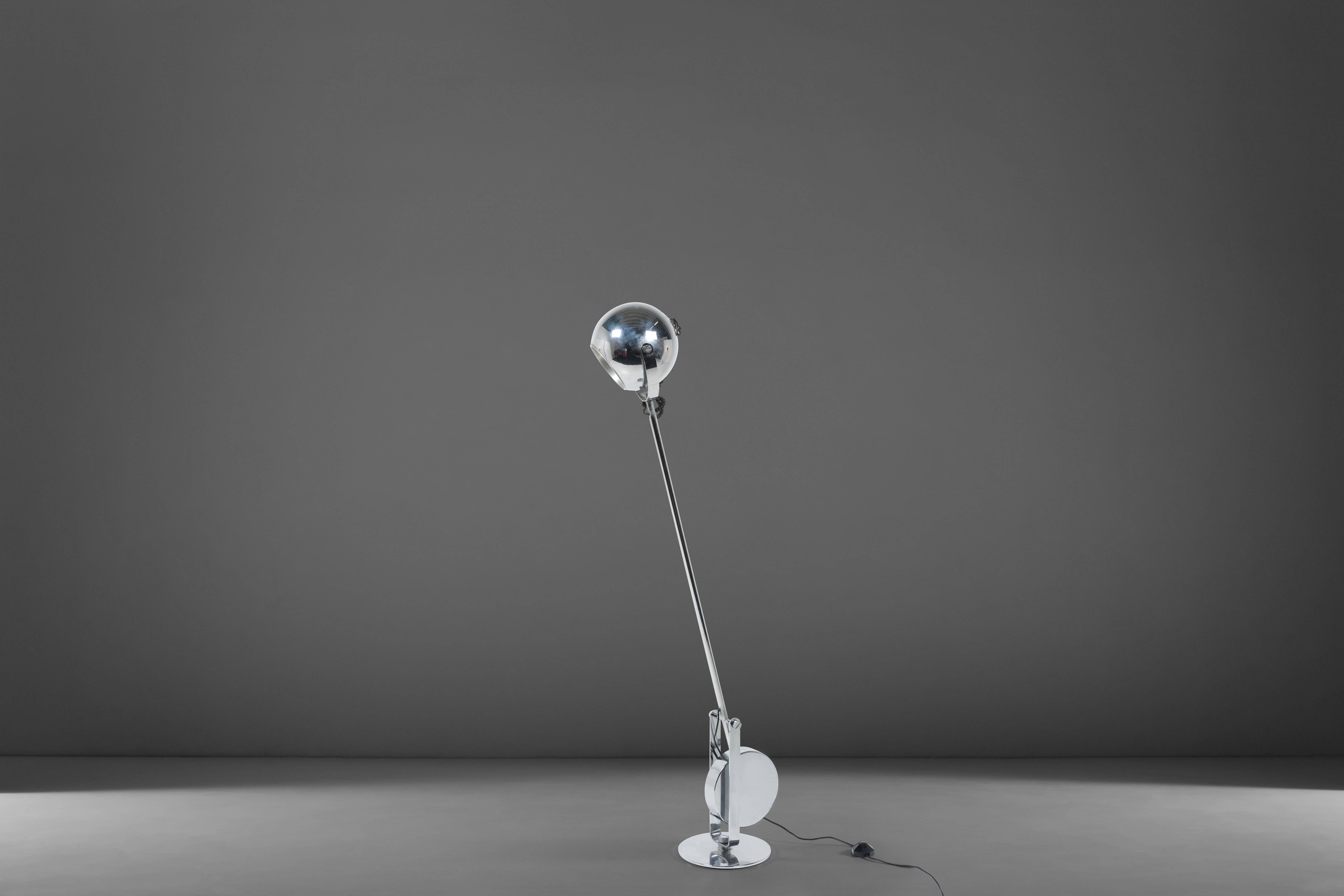 Mid-Century Modern Paolo Tilche S3 Floor Lamp in Chrome-Plated Metal for Sirrah, Italy, 1972