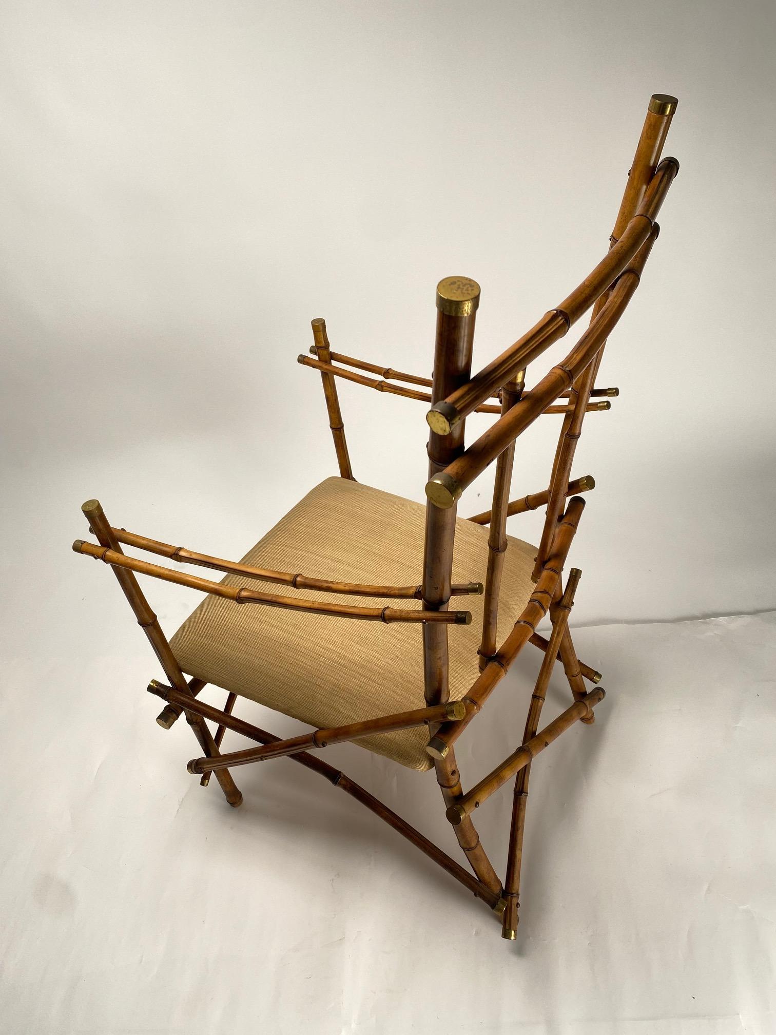 Paire de fauteuils et table basse Paolo Traversi, bambou et laiton, Italie en vente 1