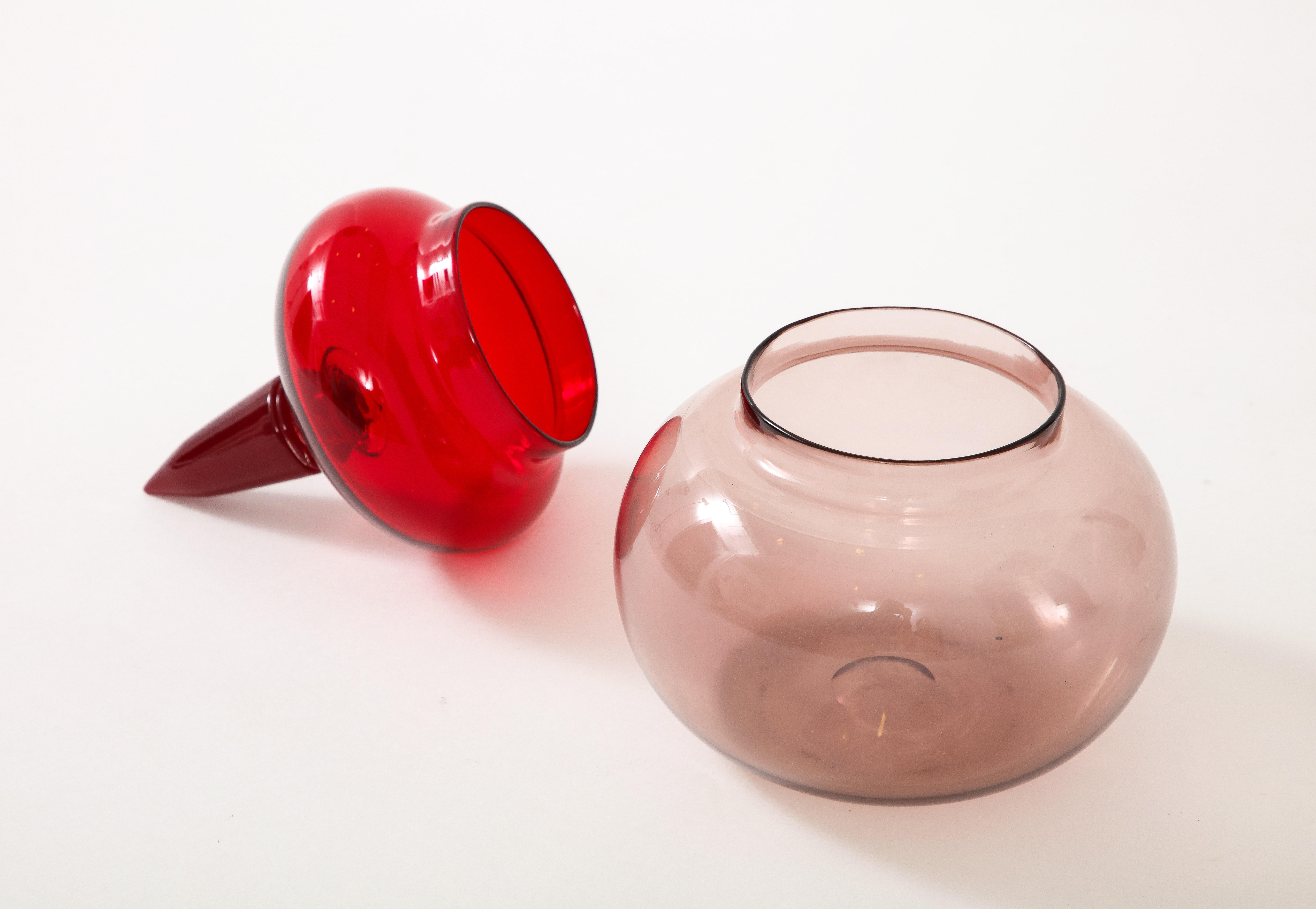 Hand-Crafted Paolo Venini Rare Apothecary Jar Model 4742 in Red and Mauve Glass, Italy, 1959 For Sale