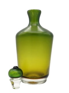 Paolo Venini "Bottiglie Incise" Green Glass Bottle, Italy, 1985