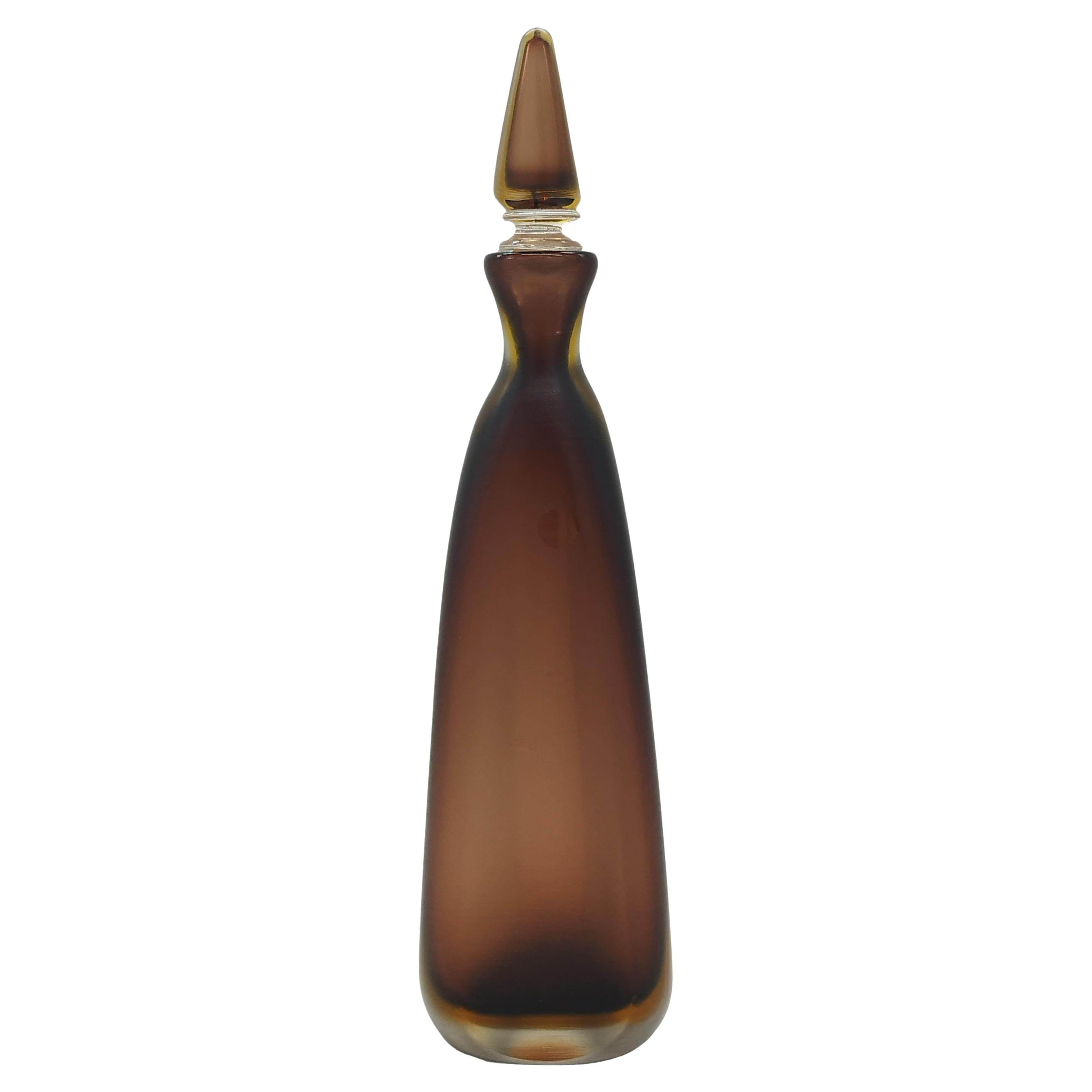 Paolo Venini "Bottiglie Incise" Prune Glass Bottle, Italy, 1985 For Sale