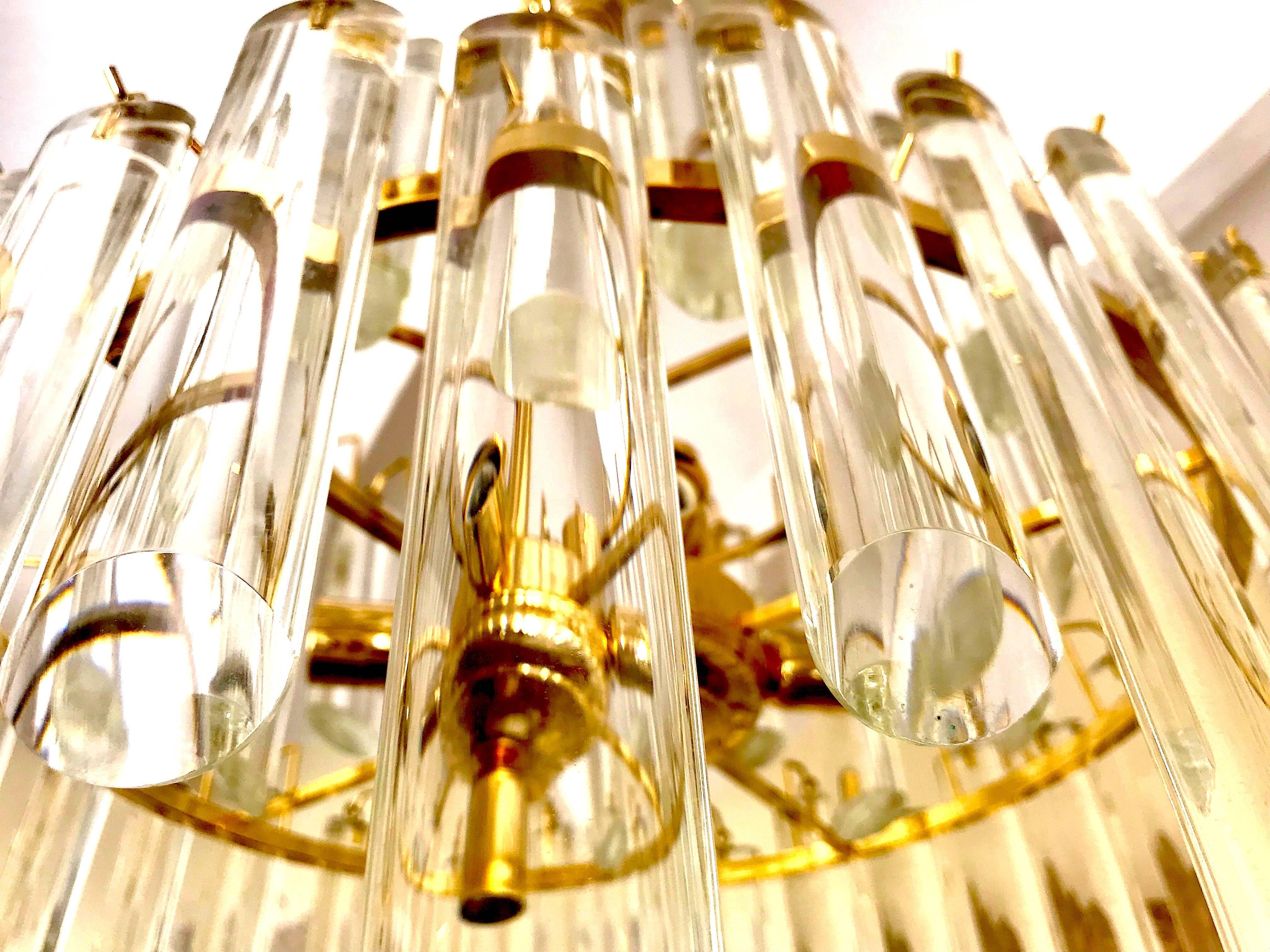 Paolo Venini mid-century Chandelier murano crystal 50 Pieces Gilt Frame, 1960 In Good Condition For Sale In Denia, ES
