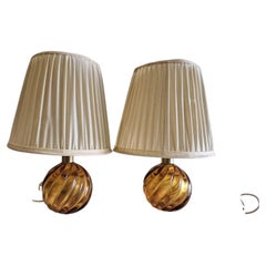 Paolo Venini Design Table Lamp Made of Amber-Colored Murano Glass