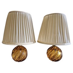 Paolo Venini Design Table Lamp Made of Amber-Colored Murano Glass
