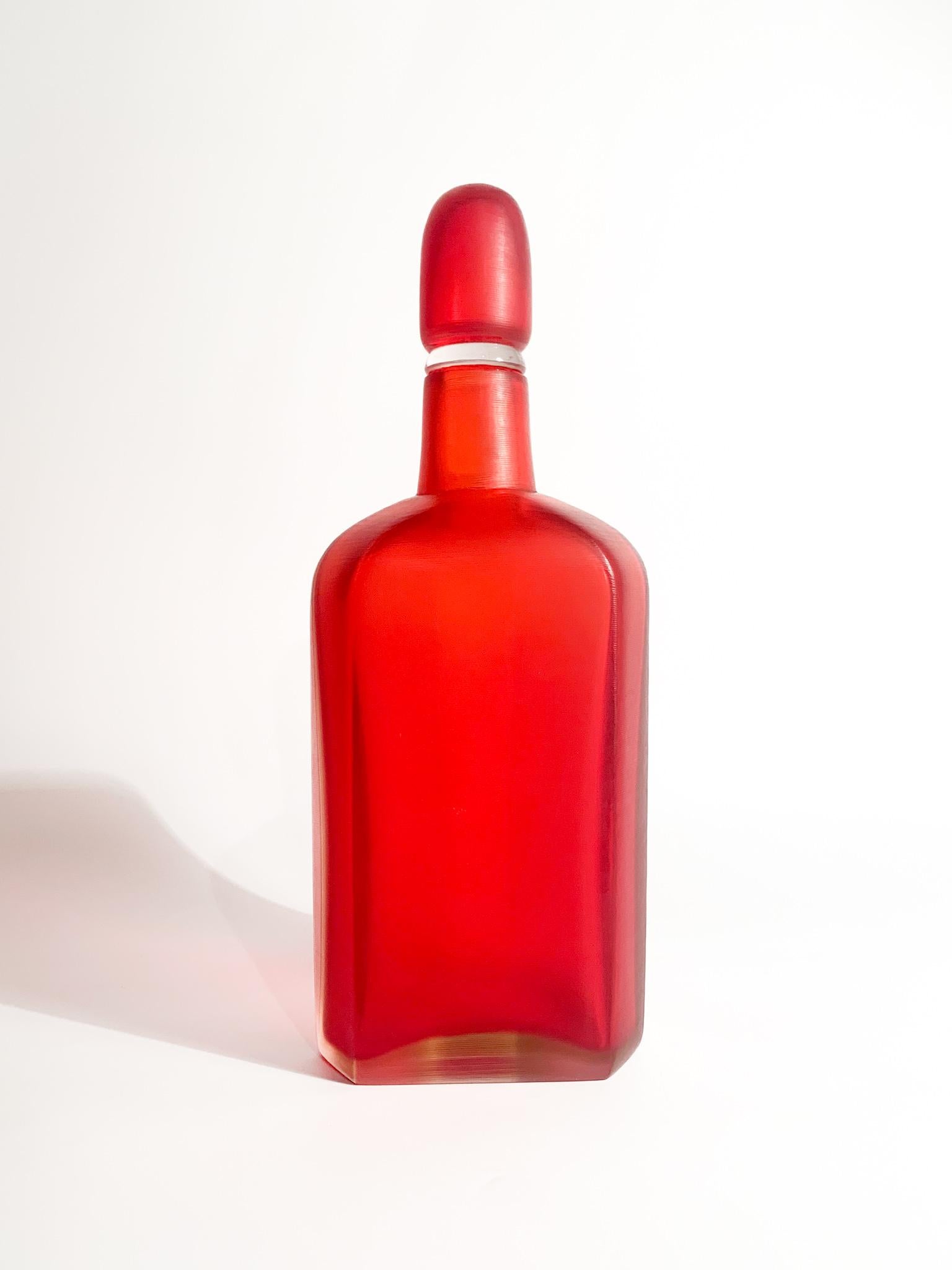 Paolo Venini Gravierte Murano Glasflasche von 2004 (Muranoglas) im Angebot
