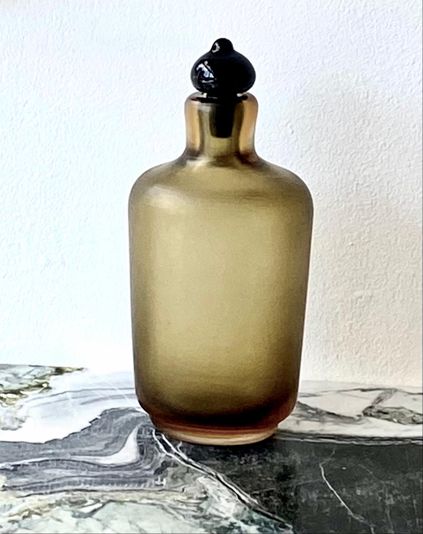 Paolo Venini for Venini Inciso Murano Amber Glass Italian Bottle 5