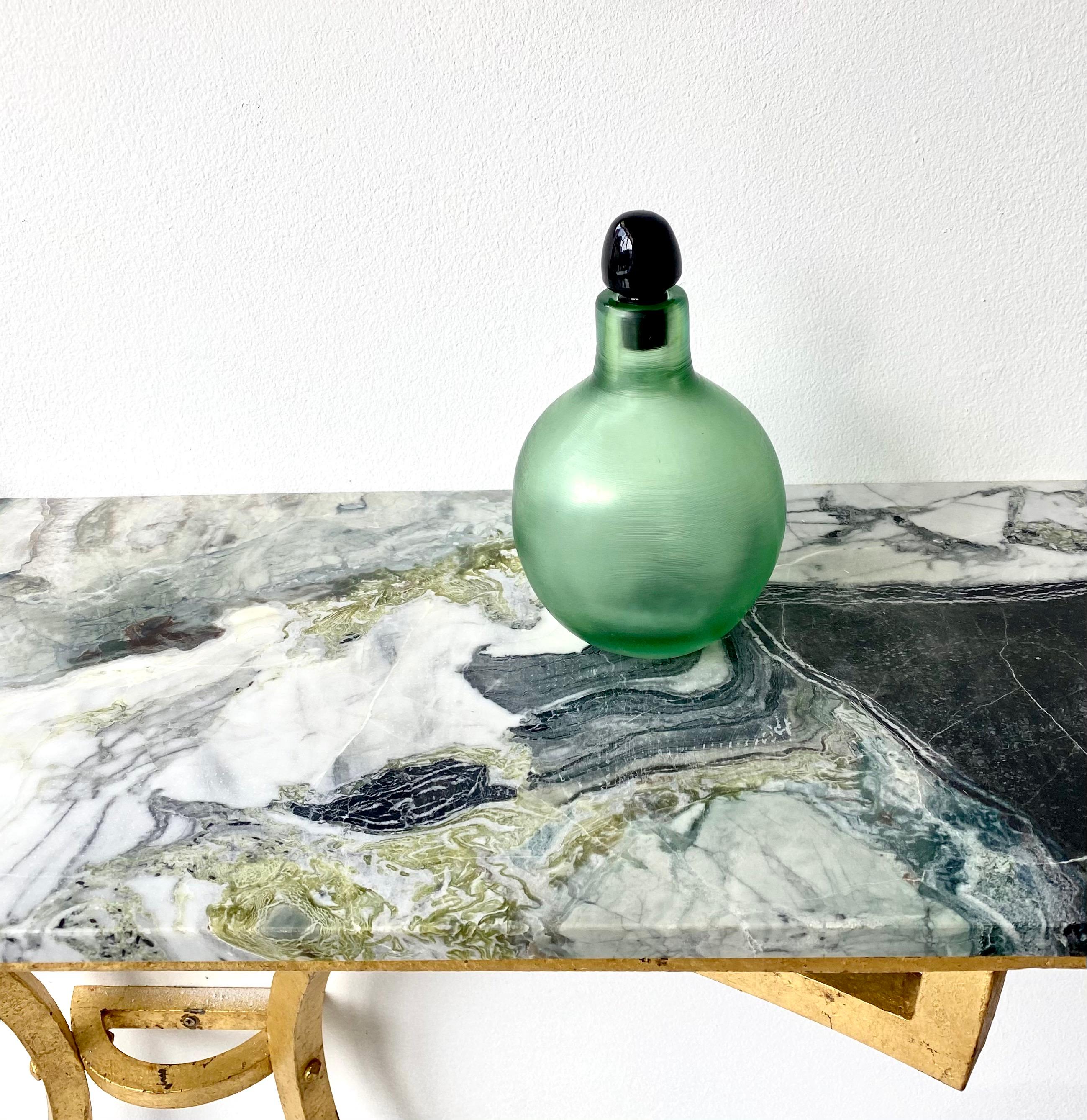 Paolo Venini for Venini Inciso Murano Green Glass Italian Bottle 4