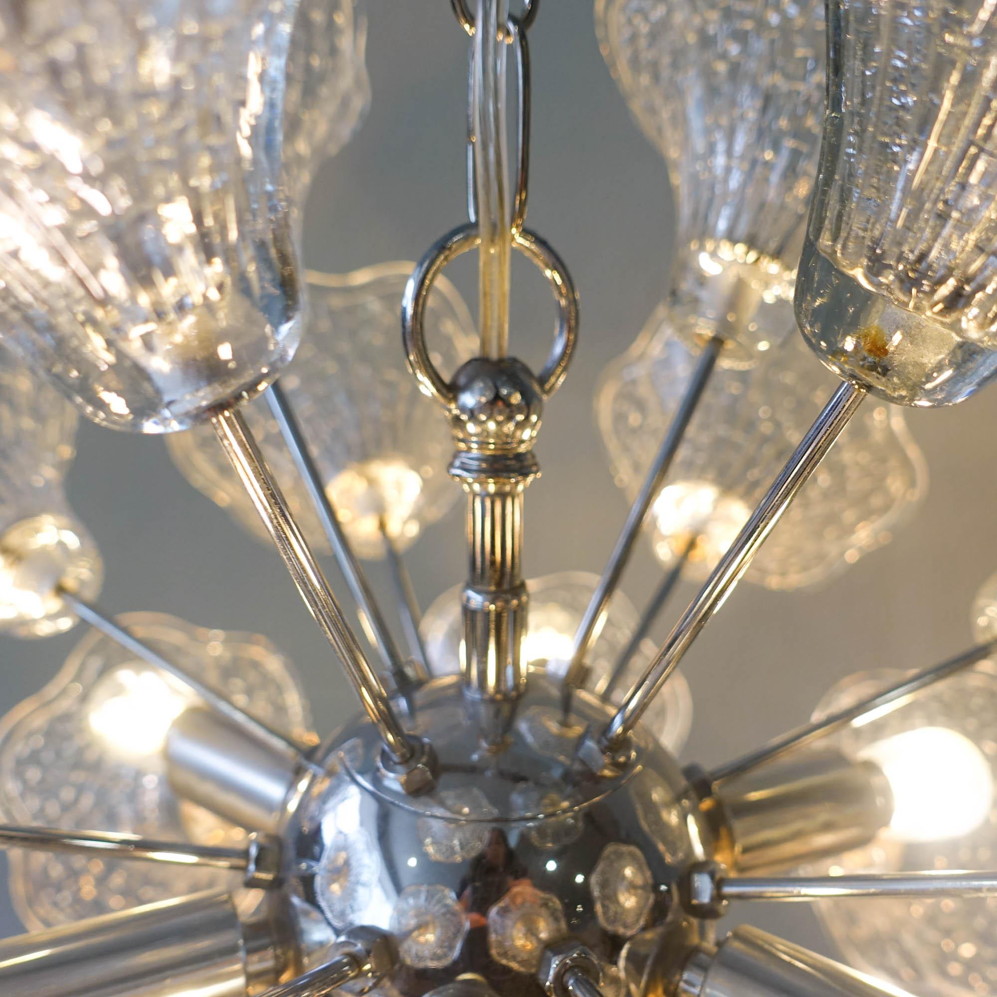 Paolo Venini Glass Flower Chromed Sputnik Chandelier for VeArt. 7 bulbs, 1960's 6