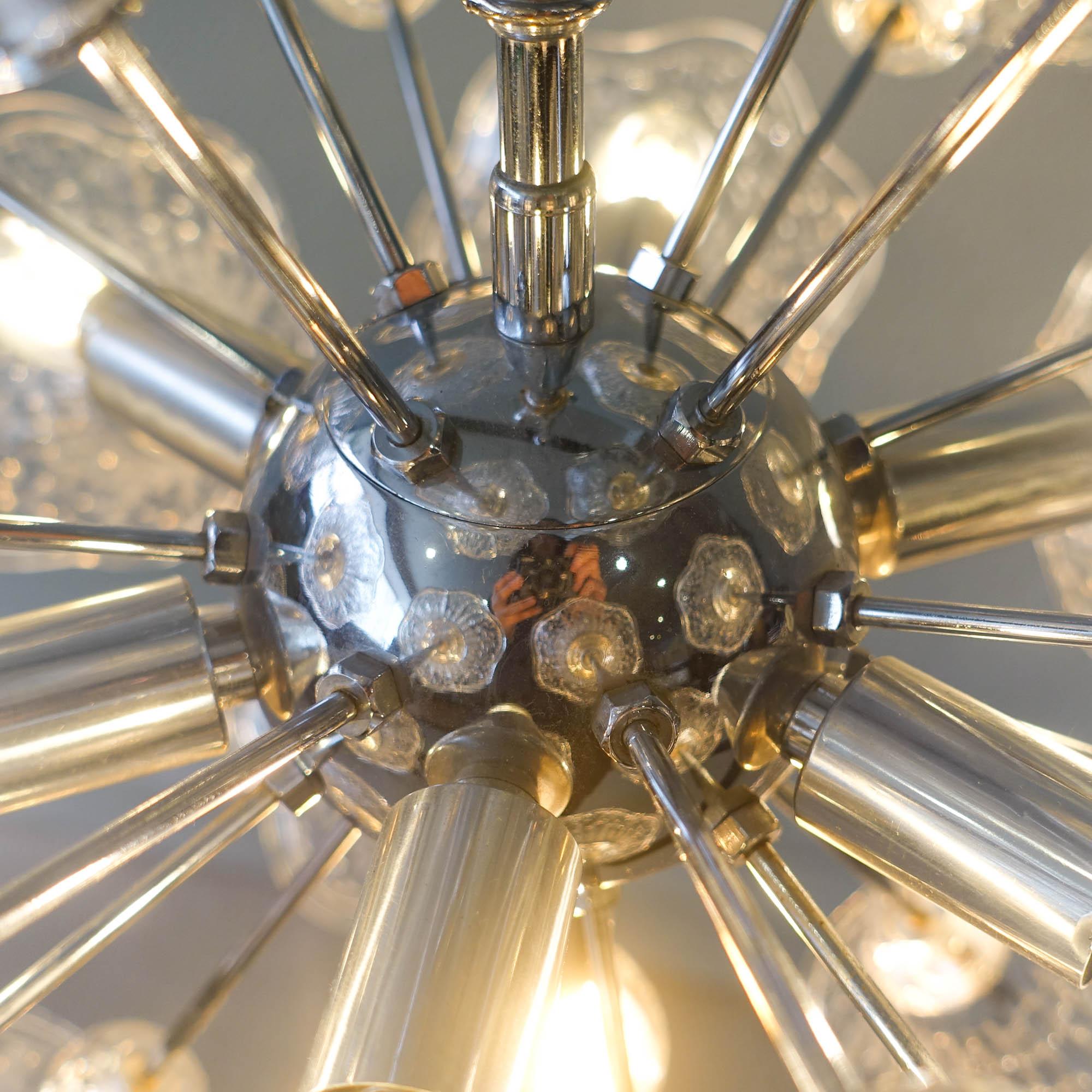 Paolo Venini Glass Flower Chromed Sputnik Chandelier for VeArt. 7 bulbs, 1960's 7