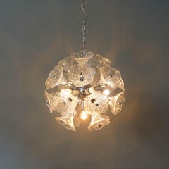 Paolo Venini Glass Flower Chromed Sputnik Chandelier for VeArt. 7 bulbs, 1960's