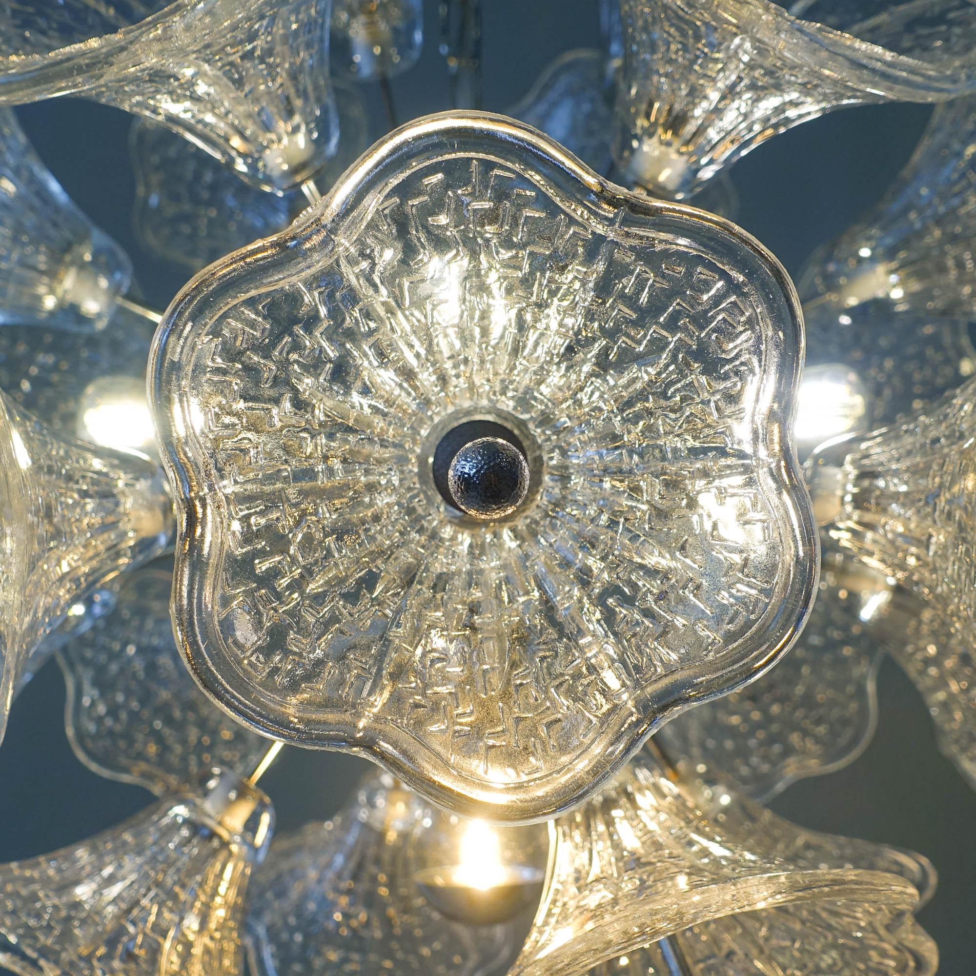 Paolo Venini Glass Flower Chromed Sputnik Chandelier for VeArt. 7 bulbs, 1960's 1