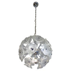 Vintage Paolo Venini Glass Flower Chromed Sputnik Chandelier for VeArt. 7 bulbs, 1960's