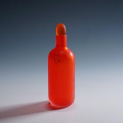 Paolo Venini Inciso Glass Bottle Manufactured by Venini 1990s