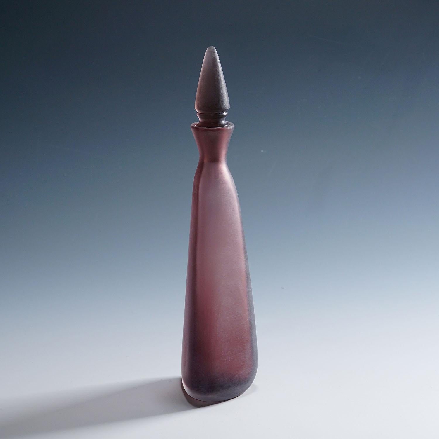 Mid-Century Modern Paolo Venini Inciso Glass Bottle Manufactured by Venini 1990s For Sale