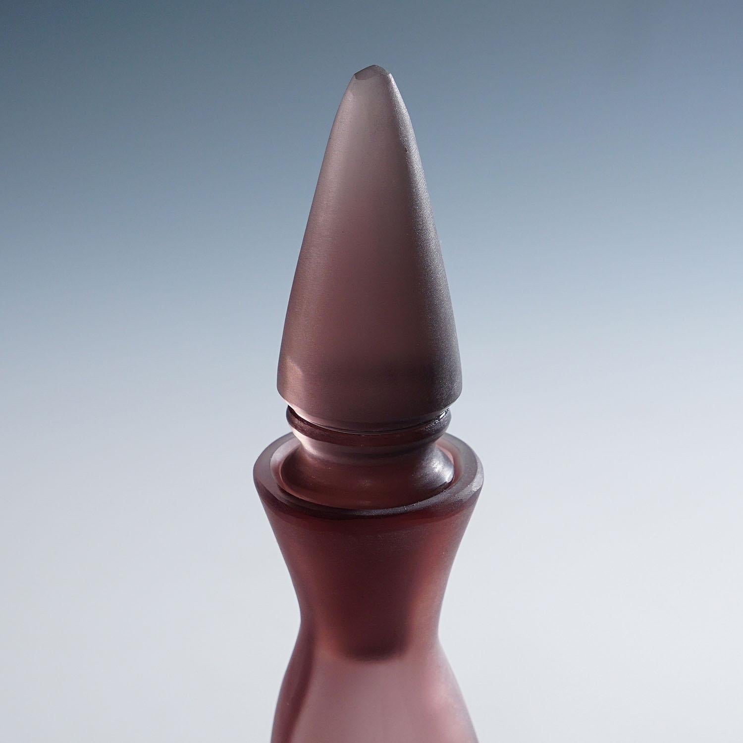 Italian Paolo Venini Inciso Glass Bottle Manufactured by Venini 1990s For Sale