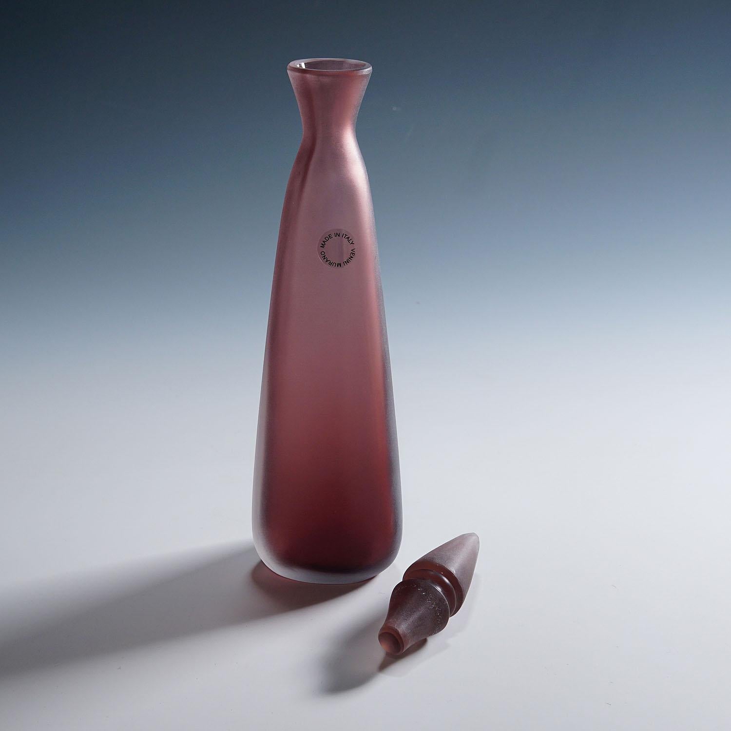 Art Glass Paolo Venini Inciso Glass Bottle Manufactured by Venini 1990s For Sale