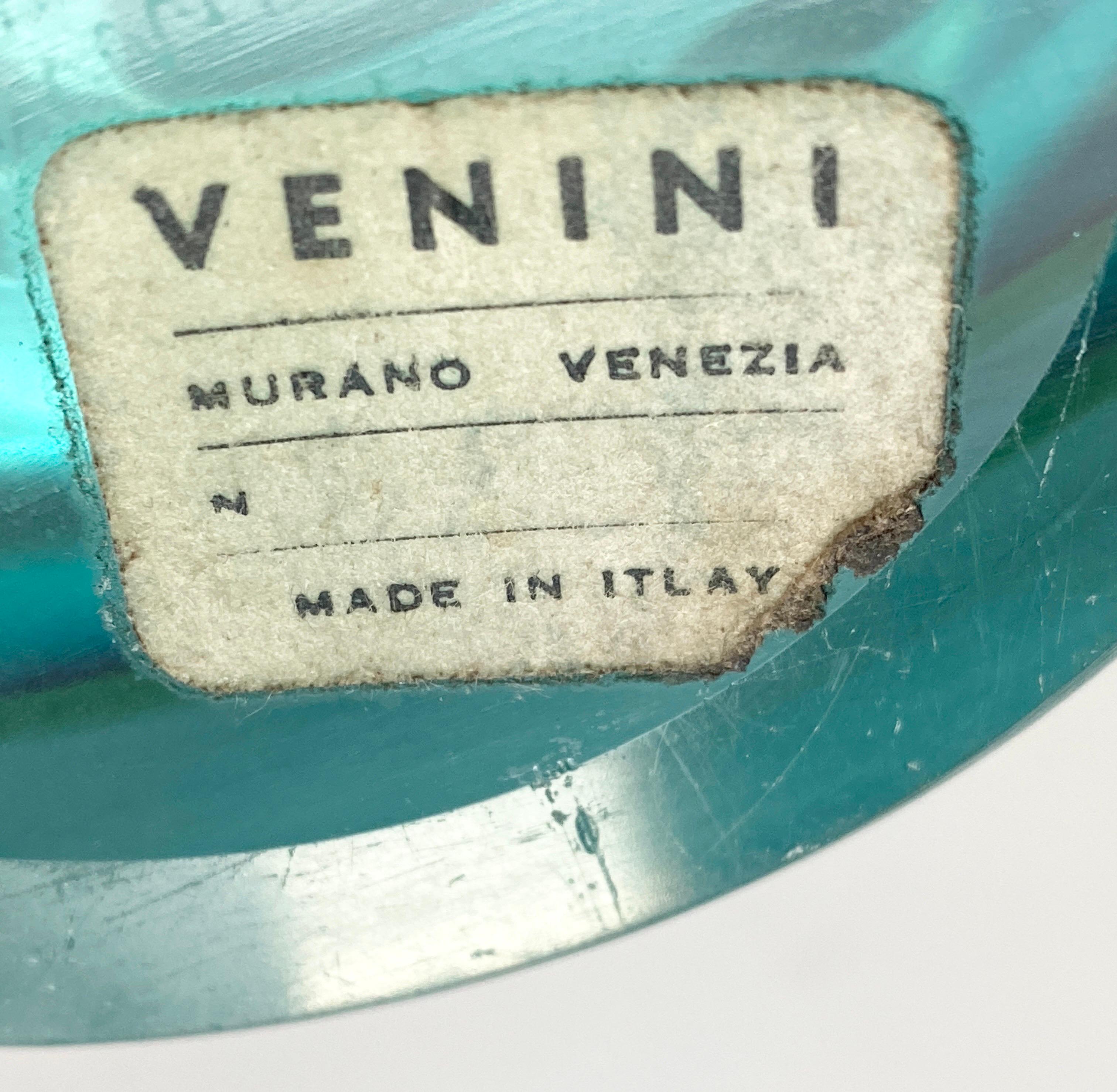 Paolo Venini Inciso large boat-Shaped Bowl Vase signed Murano, Italy Glass 1956 5