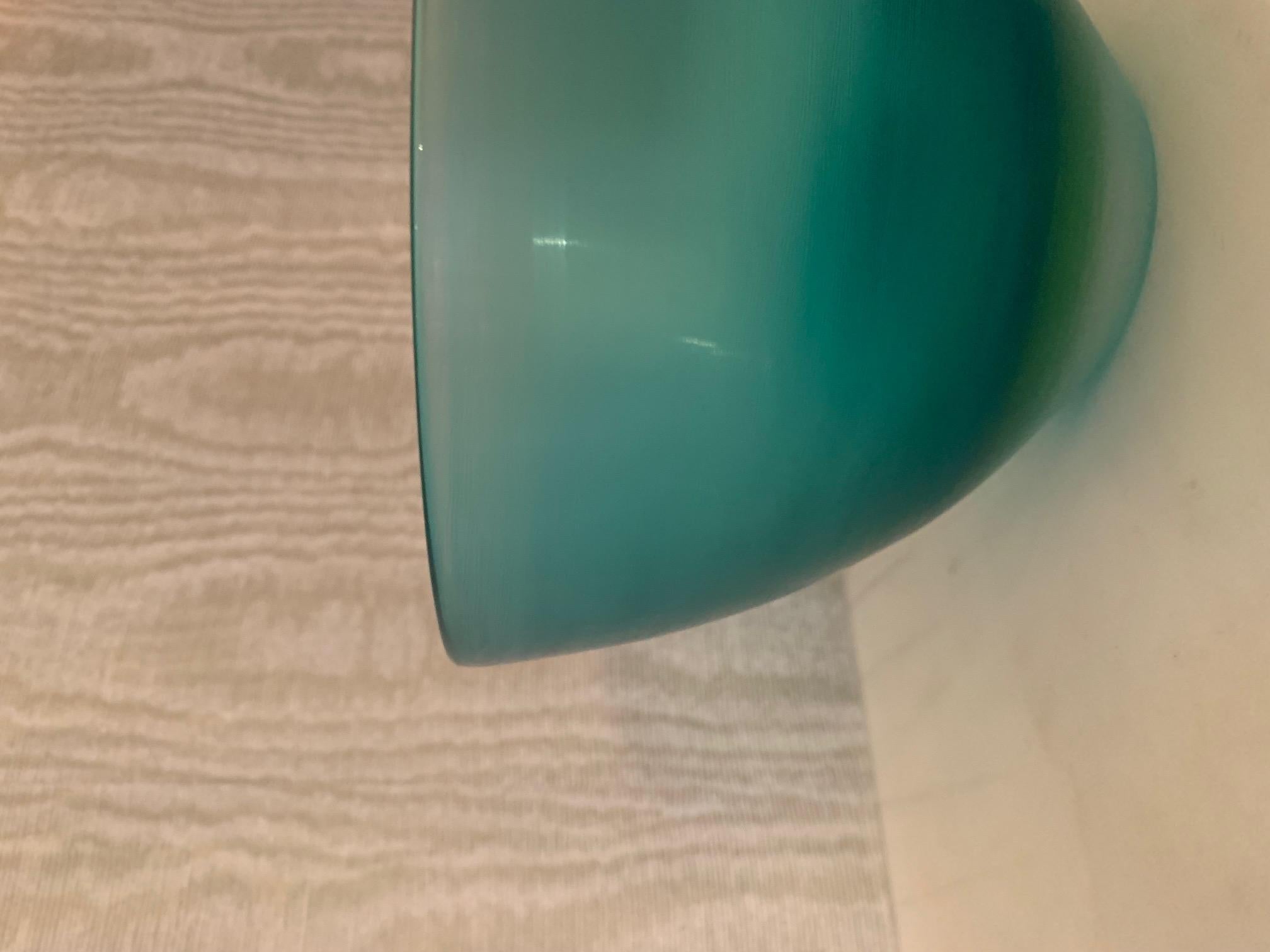 Italian Paolo Venini Inciso Turquoise Italia Murano Glass Bowl Signed