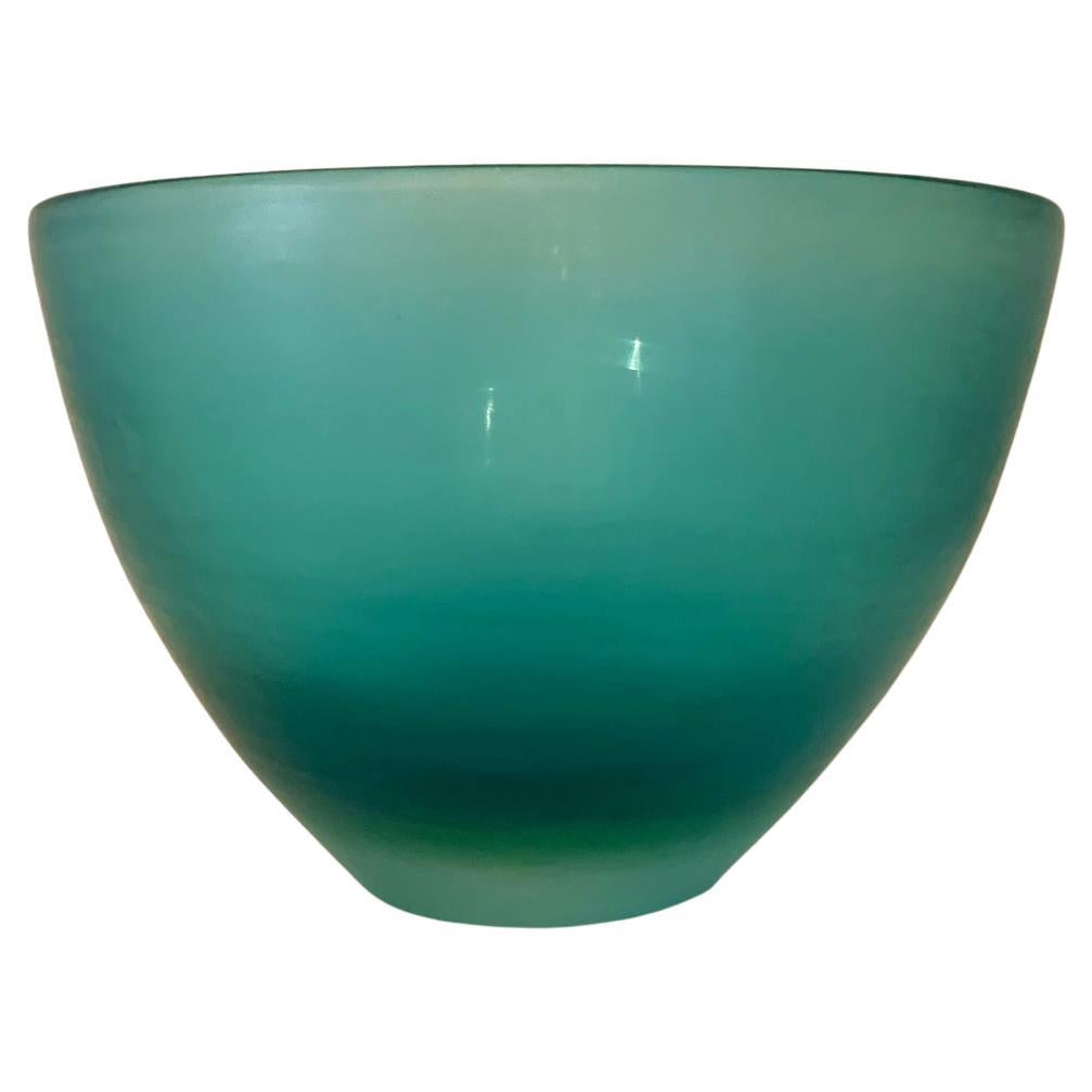 Paolo Venini Inciso Turquoise Italia Murano Glass Bowl Signed