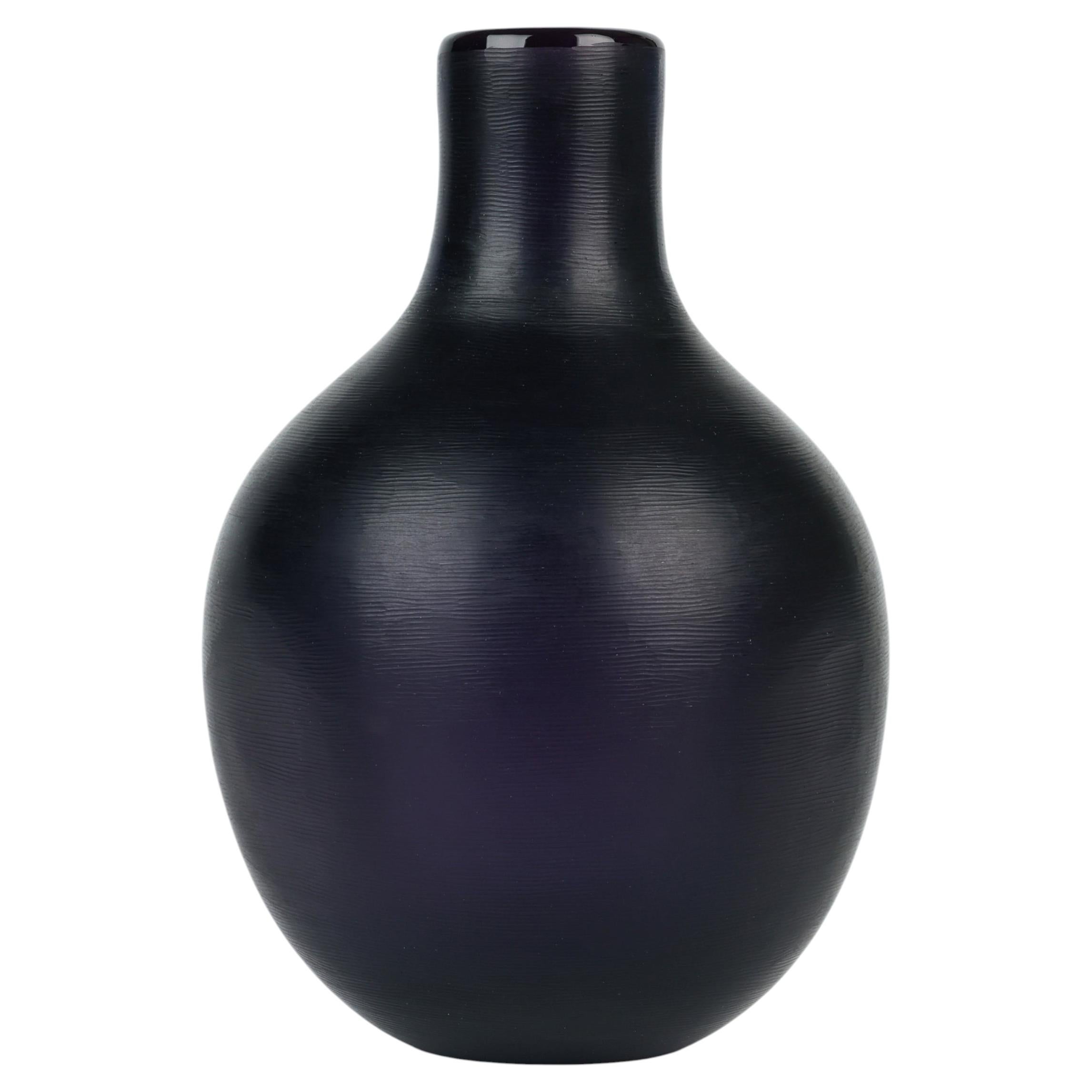 Paolo Venini Italian Inciso Amethyst Art Glass Vase c.1955