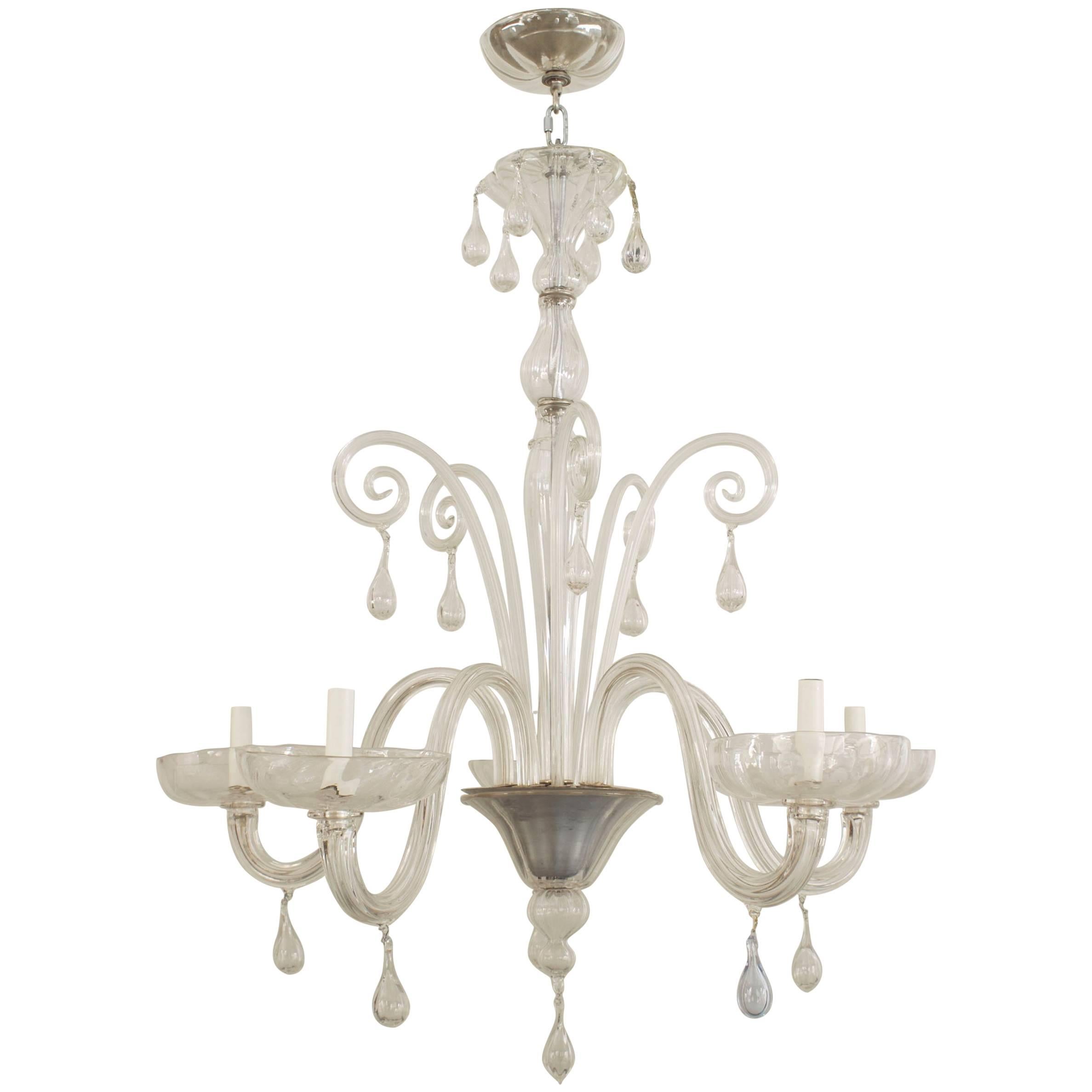 Paolo Venini - Lampadario a volute in vetro della metà del secolo scorso