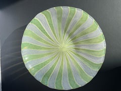 Paolo Venini Latticino Zanfirico Glass Bowl Plate Yellow White Uranium Murano