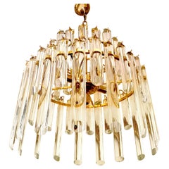 Paolo Venini mid-century Chandelier murano crystal 50 Pieces Gilt Frame, 1960