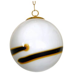 Paolo Venini Mid-century modern Murano Glass with Stripes Italian Pendant, 1960