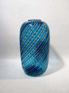 Paolo Venini Midcentury a Canna Swirl Vase Italian Venetian Murano Glass