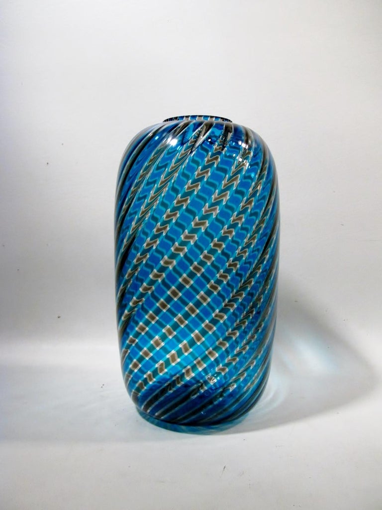 Paolo Venini Midcentury a Canna Swirl Vase Italian Murano