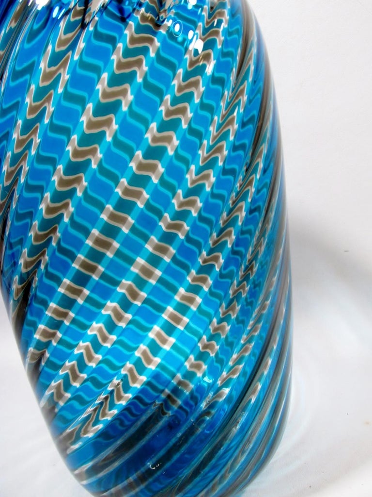 Paolo Venini Midcentury a Canna Swirl Vase Italian Murano Glass For Sale at 1stDibs