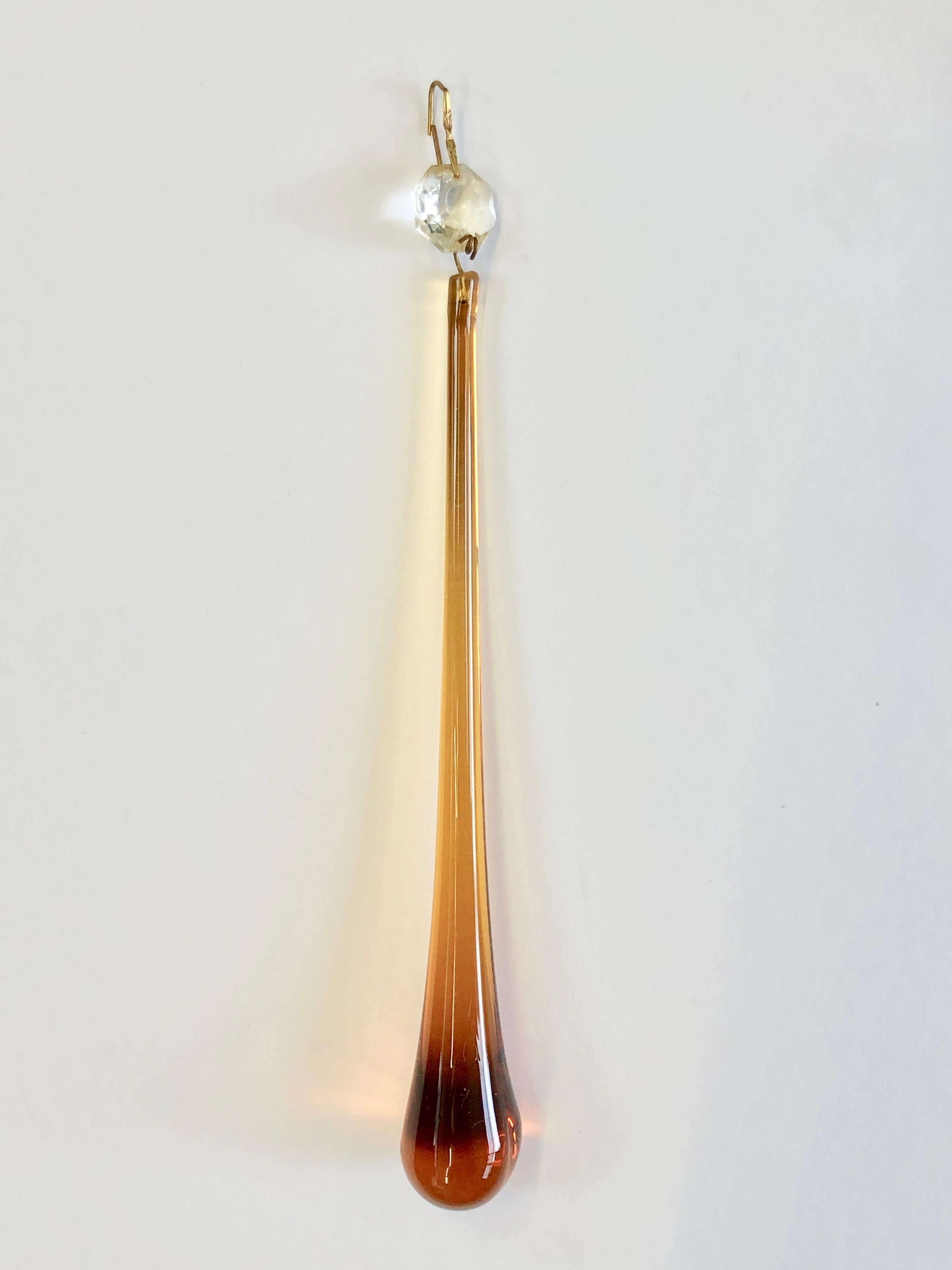 Paolo Venini Murano-Bernsteinglas-Tropfen-Kronleuchter Eurolux, 1960er Jahre, Deutschland (Glaskunst)