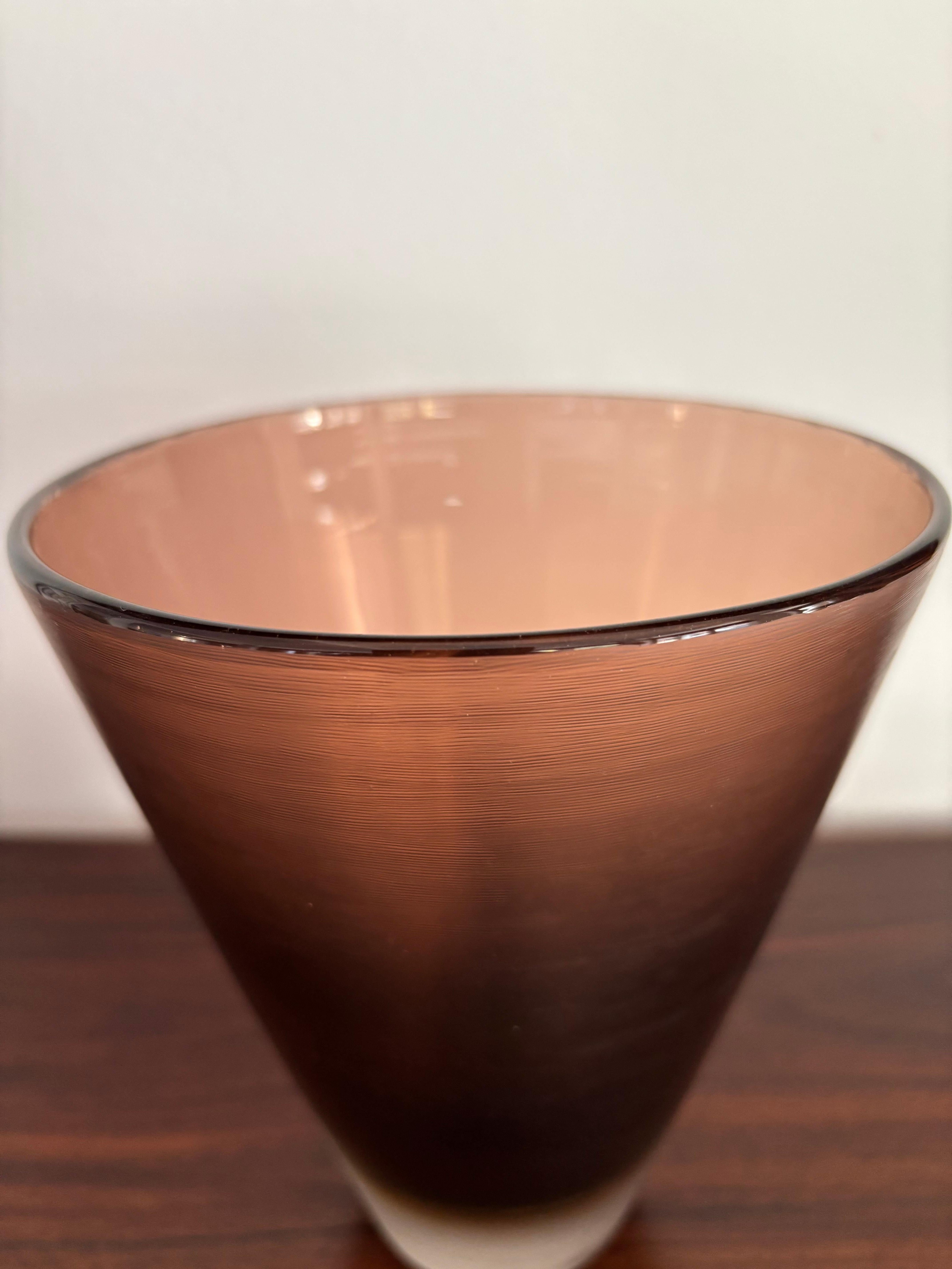 Murano Glass Paolo Venini Murano Italy Midcentury Glass Vase “Incisi” Serie, 1956 For Sale