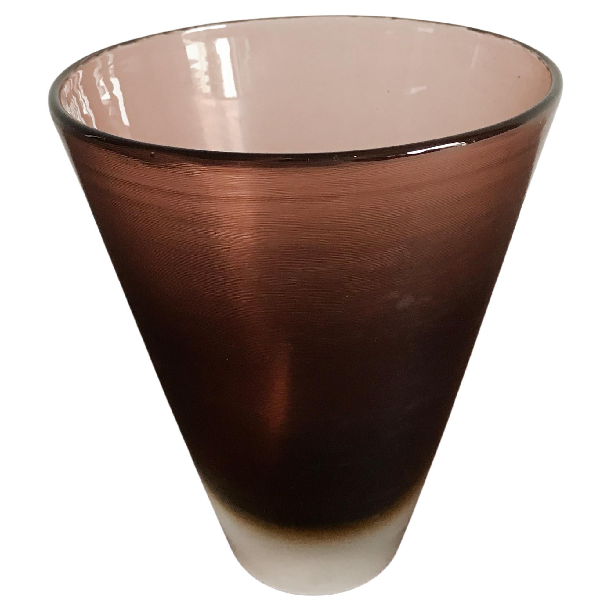 Paolo Venini Murano Italy Midcentury Glass Vase “Incisi” Serie, 1956