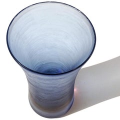 Paolo Venini Murano Signed Blue Inciso Technique Italian Art Glass Flower Vase