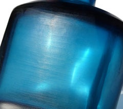 Paolo Venini Signiert Murano Sommerso Blau Inciso Technik Italienische Kunst Glas Vase