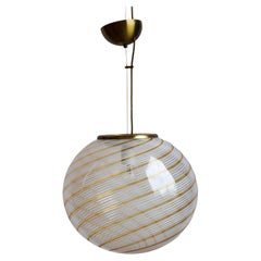 Paolo Venini Sphärische Murano Glas und Messing Pendelleuchte