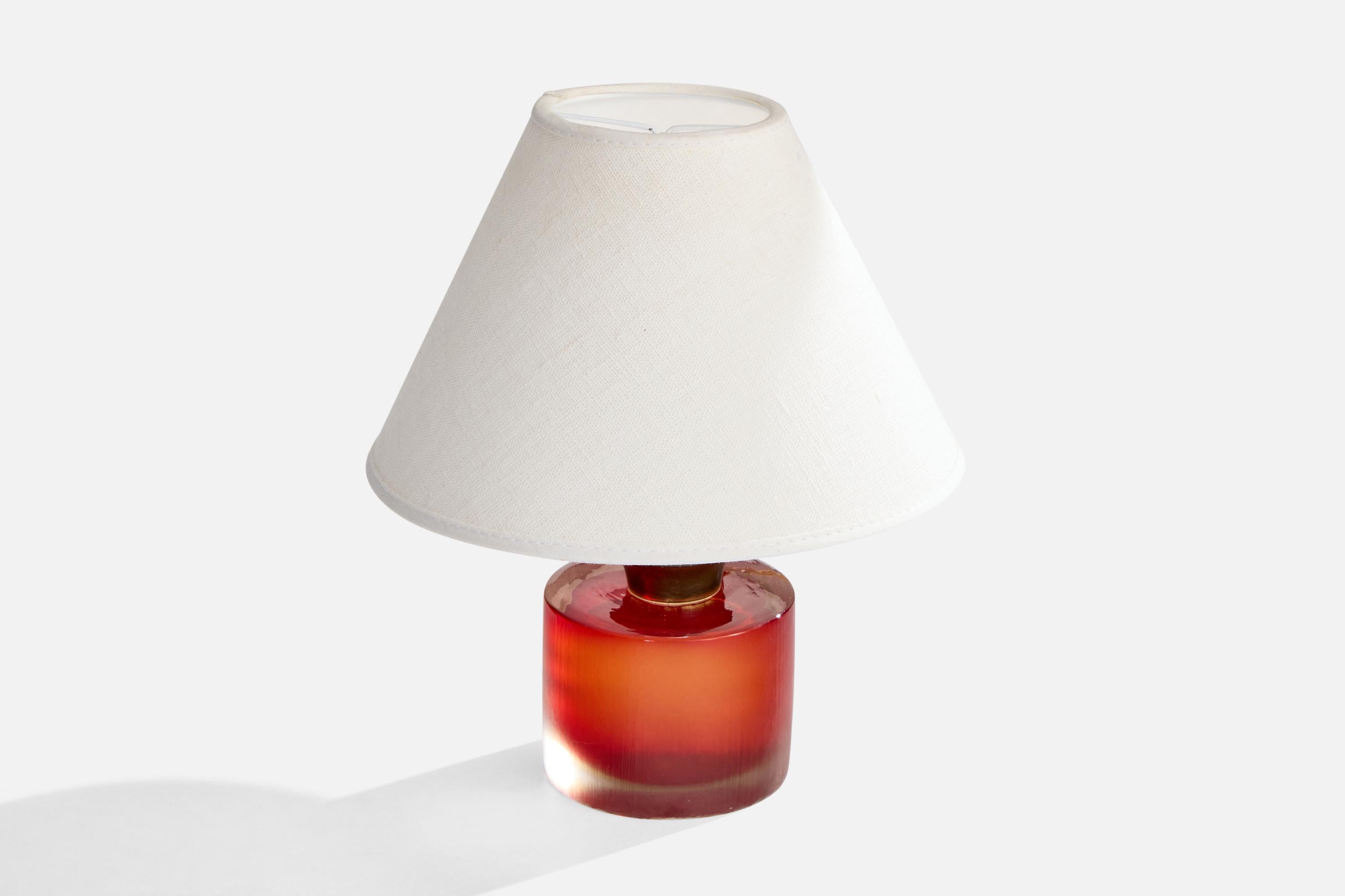 Paolo Venini, Lámpara de mesa, latón, cristal, Italia, 1954 Moderno de mediados de siglo en venta