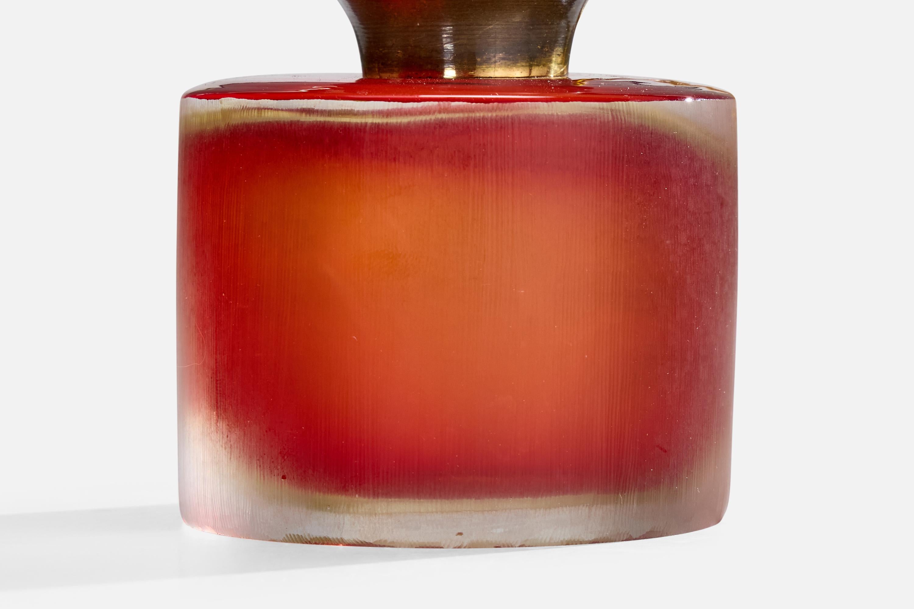 Paolo Venini, Lámpara de mesa, latón, cristal, Italia, 1954 mediados del siglo XX en venta