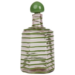 Paolo Venini Green Trailed Spiral Glass Decanter, circa 1950