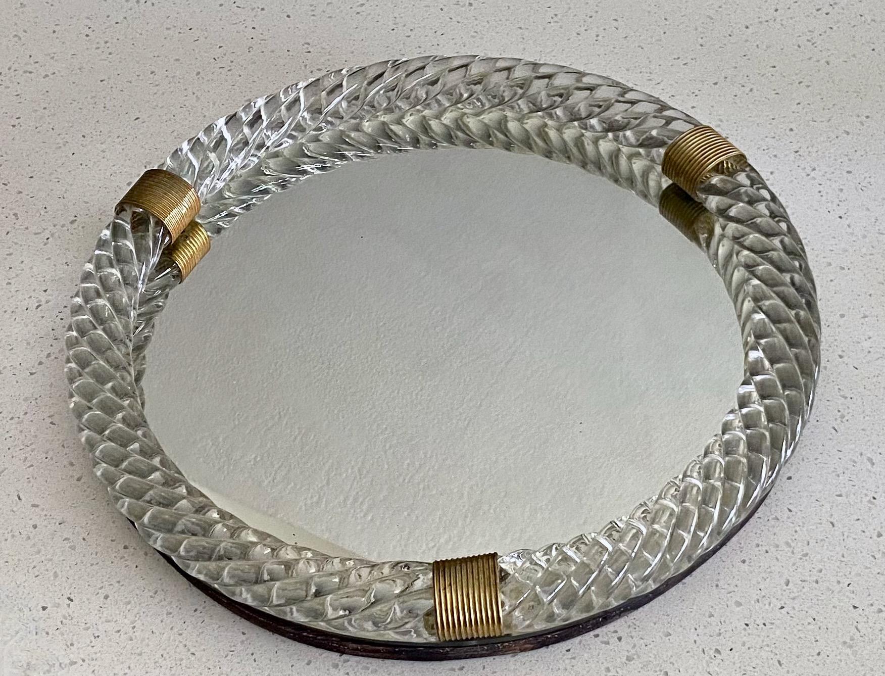 Mid-20th Century Paolo Venini Twisted Rope Round Murano Wall Mirror For Sale