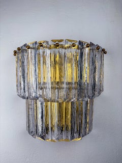 Paolo Venini Two-Tier Frosted Murano Glass Wall Sconce, Italy, 1970s