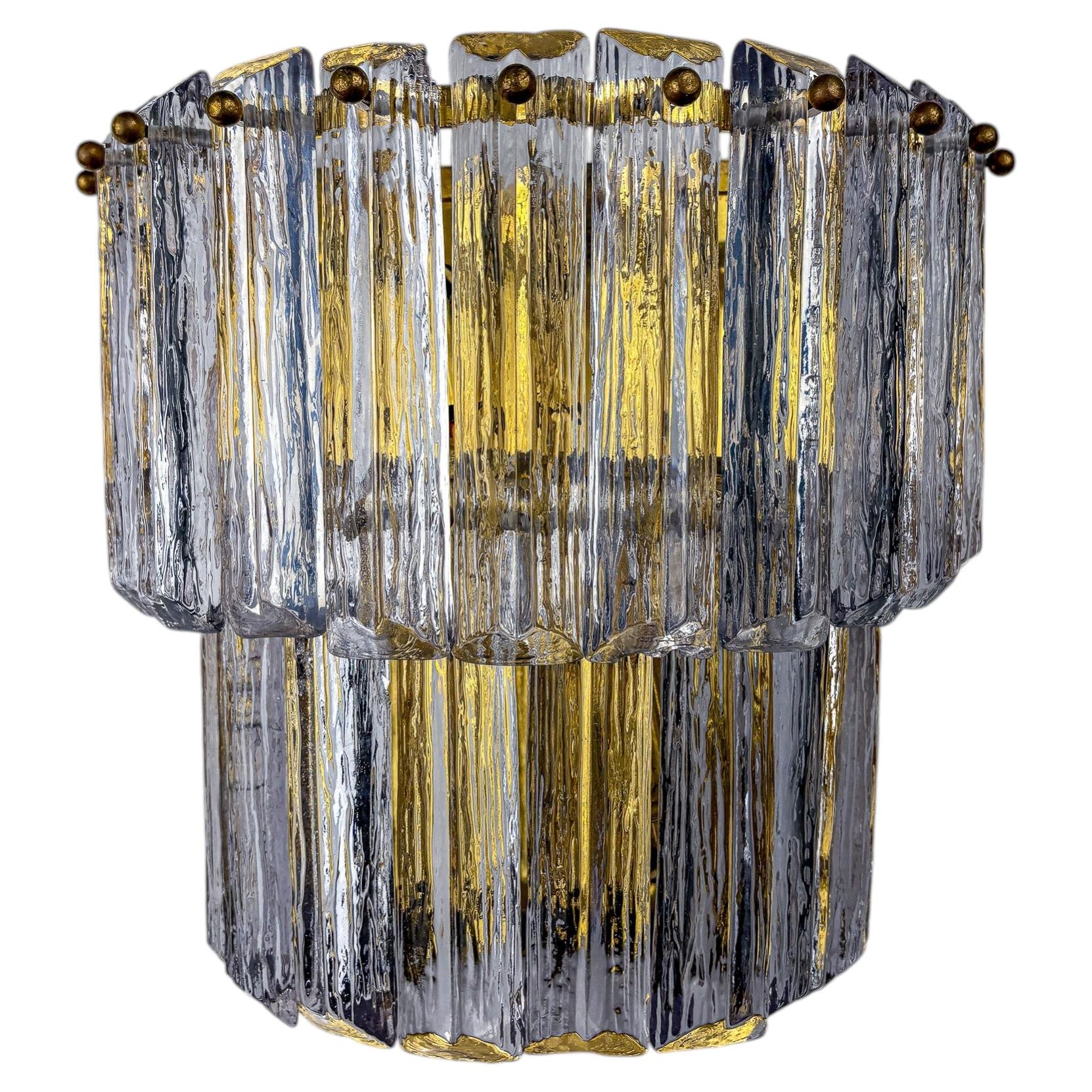 Paolo Venini Two-Tier Frosted Murano Glass Wall Sconce, Italy, 1970s For Sale