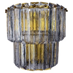 Paolo Venini Two-Tier Frosted Murano Glass Wall Sconce, Italy, 1970s