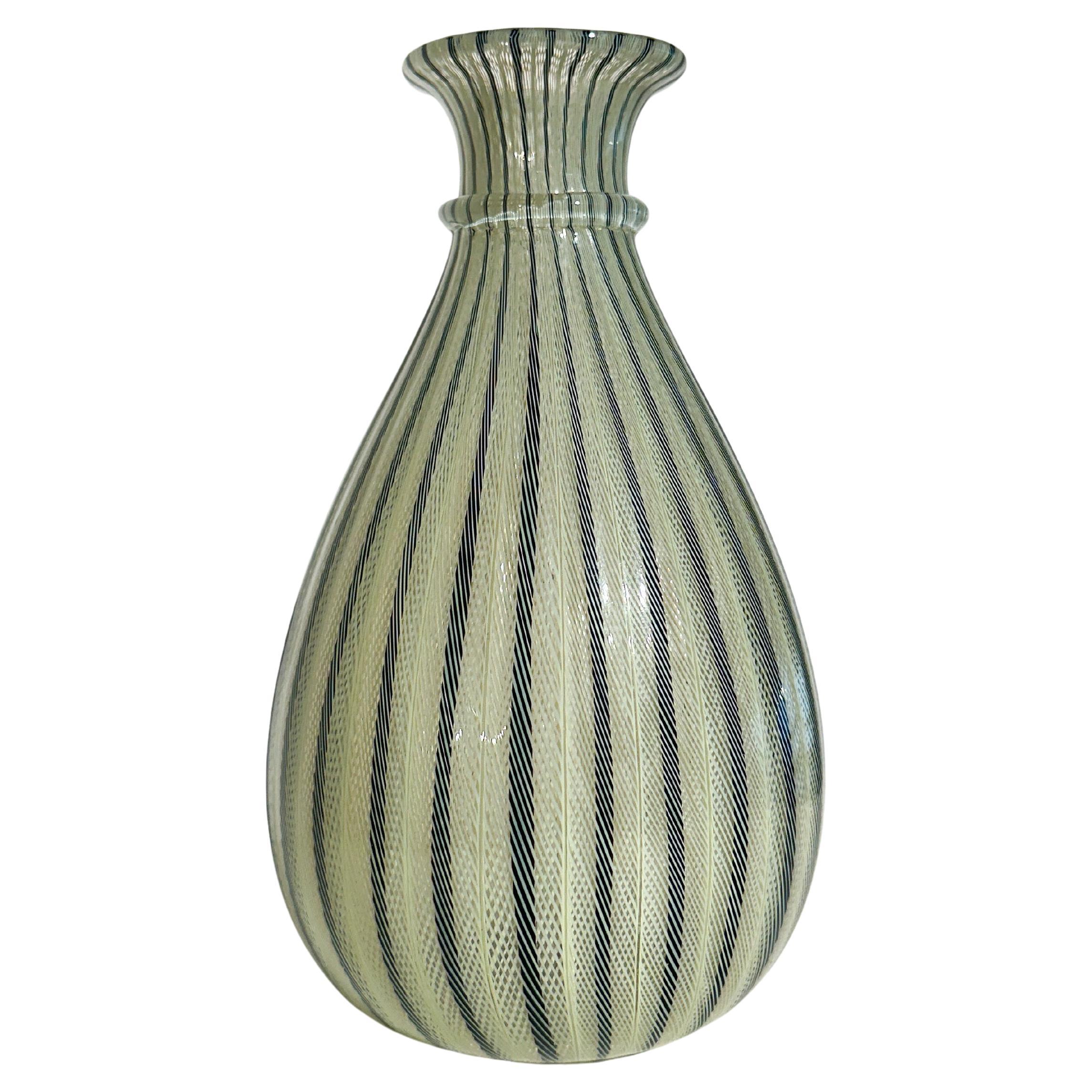 Paolo Venini Vase Murano Glass Vase Zanfirico Italy 1950s