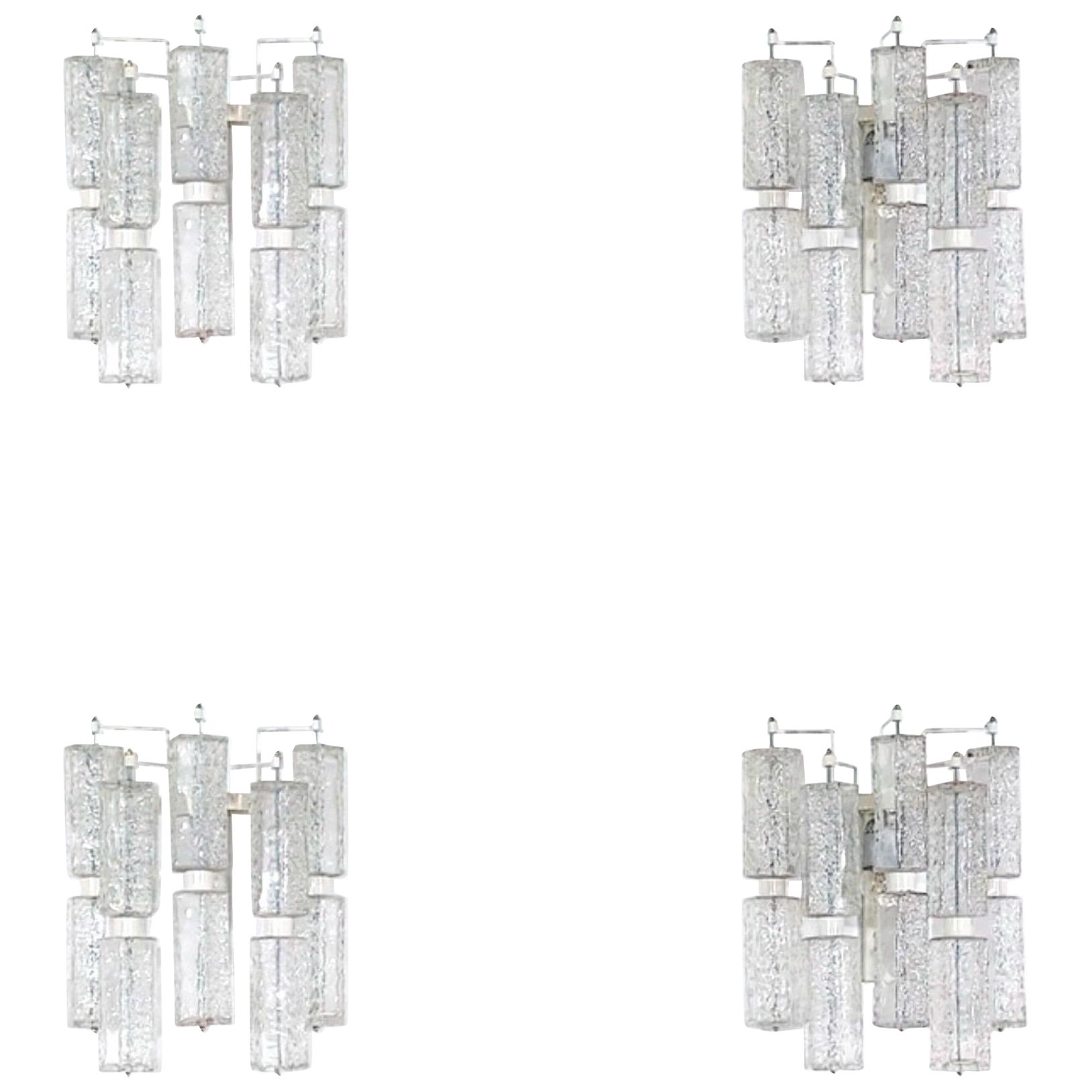 Paolo Venini Venini wall lighting Glass murano 4 units , Italie 1960
