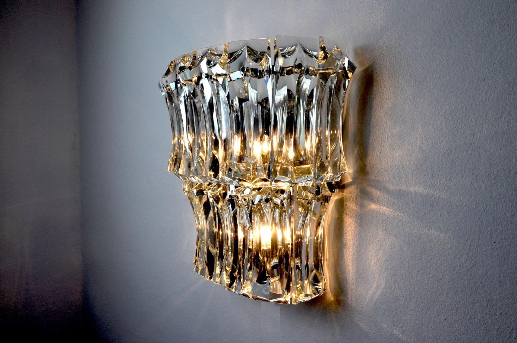 Paolo Venini Wall Lamp, 2 Levels, 1970, Italy In Good Condition For Sale In BARCELONA, ES