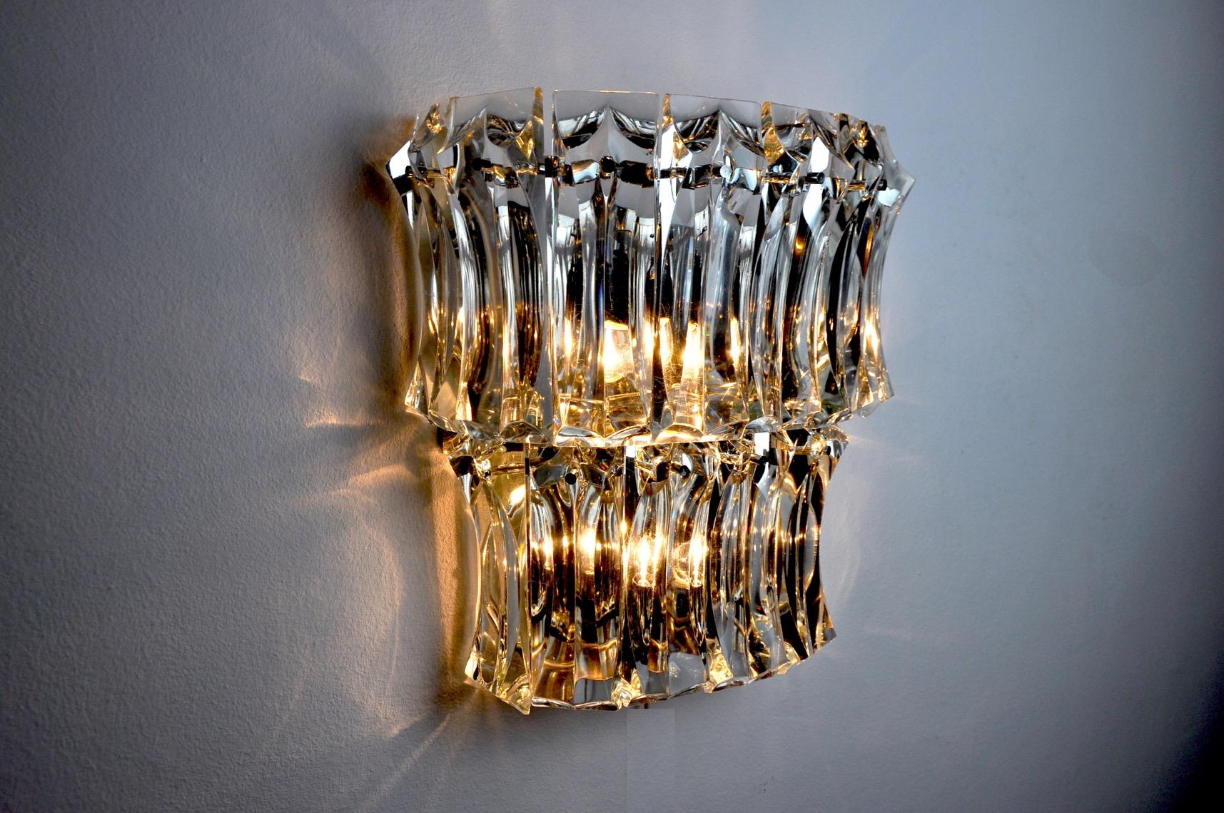Late 20th Century Paolo Venini Wall Lamp, 2 Levels, 1970, Italy For Sale