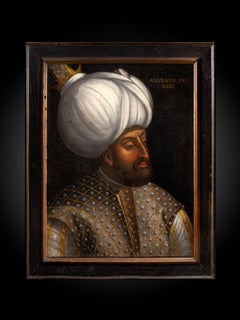 Pair of 16th C Portraits of Turkish Ottoman Sultans, follower of Paolo Veronese.